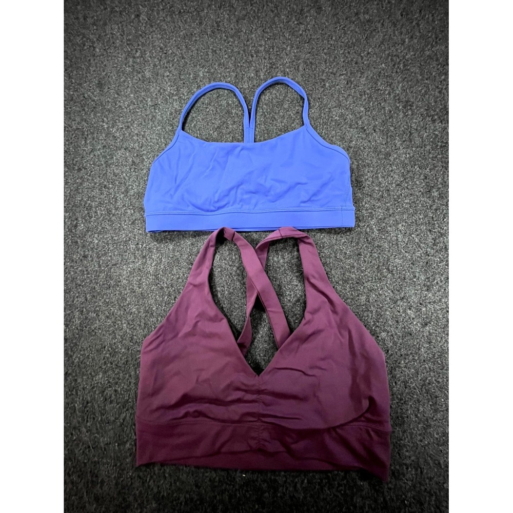 Crz Yoga Sports Bras Womens M Blue Purple Racerback Athleisure Gym Workout Lot 2